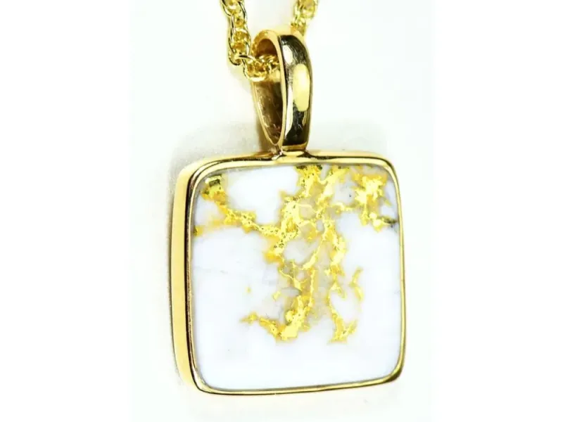 Orocal Gold Quartz Square Pendant- PN1107Q