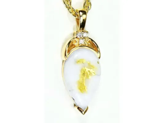Orocal Gold Quartz Teardrop Pendant- PN1121DQ