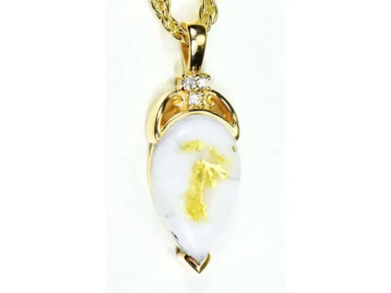 Orocal Gold Quartz Teardrop Pendant- PN1121DQ