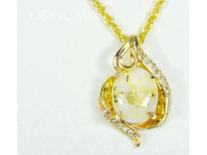 Orocal Gold Quartz Pendant With Diamonds- PN1126DQ