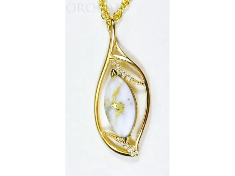 Orocal Gold Quartz Pendant With Diamonds- PN1127DQ