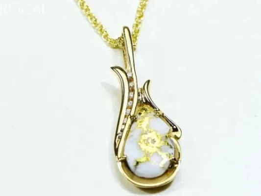 Orocal Gold Quartz Pendant With Channel Set Diamonds- PN377D17QX