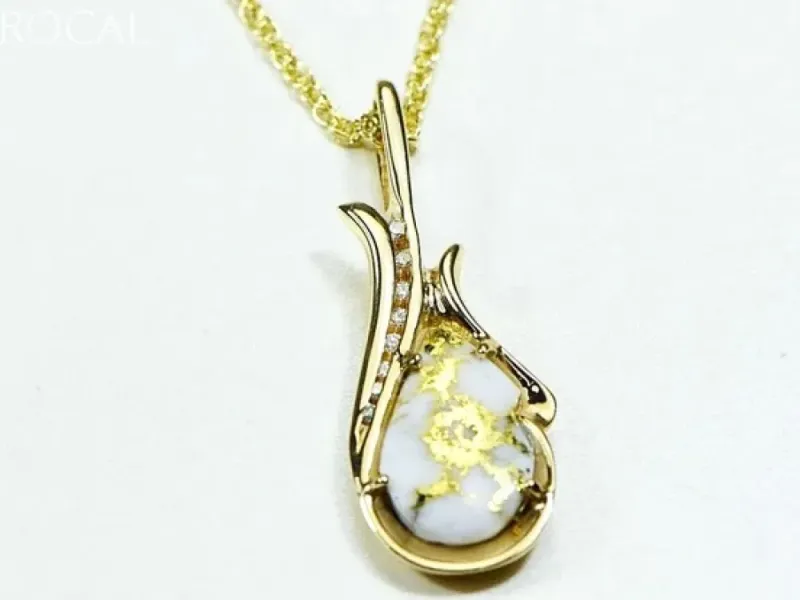 Orocal Gold Quartz Pendant With Channel Set Diamonds- PN377D17QX