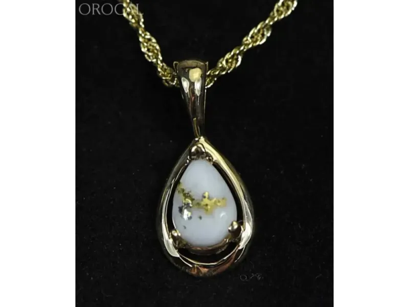 Orocal Gold Quartz Teardrop Pendant- PN442QX