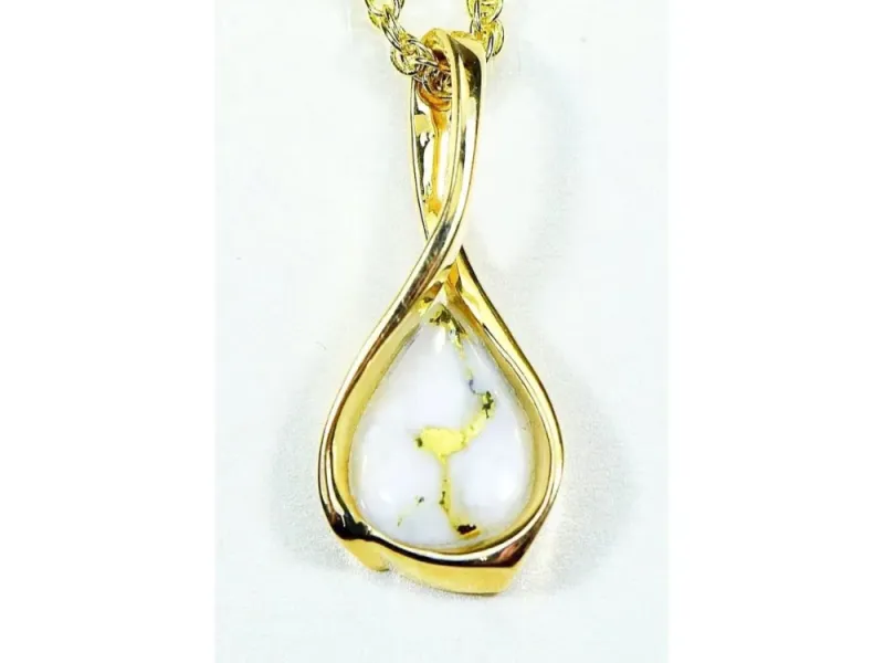 Orocal Gold Quartz Pear Shaped Pendant- PN628QX