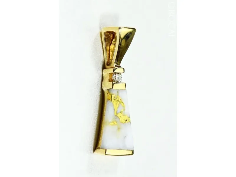 Orocal Gold Quartz Column Pendant With One Diamond- PN642D4QX