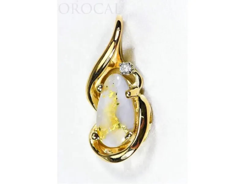 Orocal Gold Quartz Pendant With Diamonds- PN784SDQX