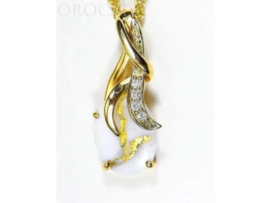 Orocal Gold Quartz Pendant With Diamonds- PN820DQX