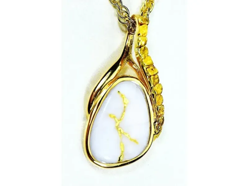 Orocal Gold Nugget & Gold Quartz Pendant - PSC129NQX
