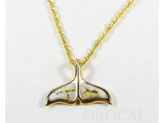 Orocal Gold Quartz Whale Tail Pendant- PAJWT301QX