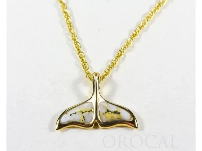 Orocal Gold Quartz Whale Tail Pendant- PAJWT301QX