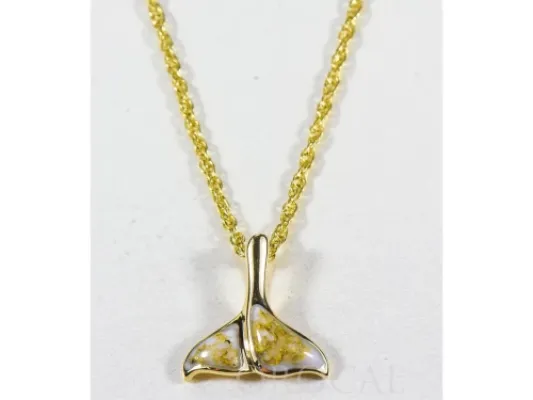 Orocal Gold Quartz Small Whale Tail Pendant- PDLWT113Q