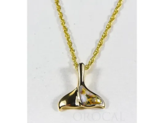 Orocal Gold Quartz Small Half Whale Tail Pendant - PDLWT13QX