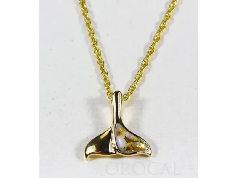 Orocal Gold Quartz Small Half Whale Tail Pendant - PDLWT13QX