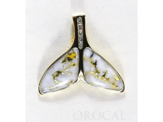 Orocal Gold Quartz Whale Tail Pendant With Diamonds- PDLWT16HDQ