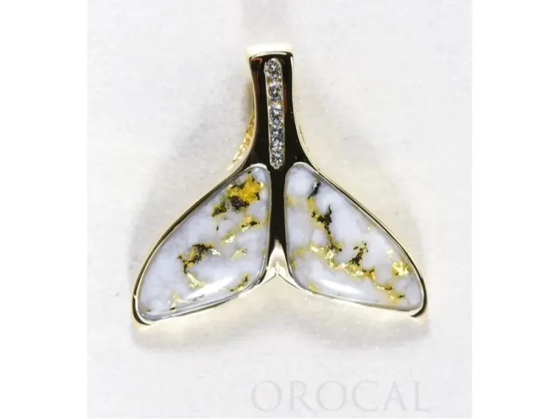 Orocal Gold Quartz Whale Tail Pendant With Diamonds- PDLWT16HDQ