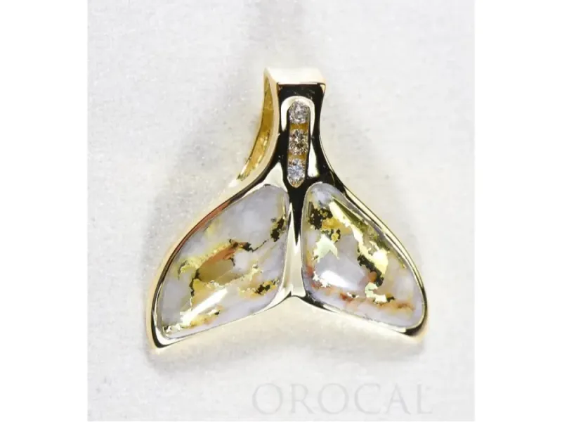 Orocal Gold Quartz Medium Whale Tail Pendant With Diamonds- PDLWT16SHDQ