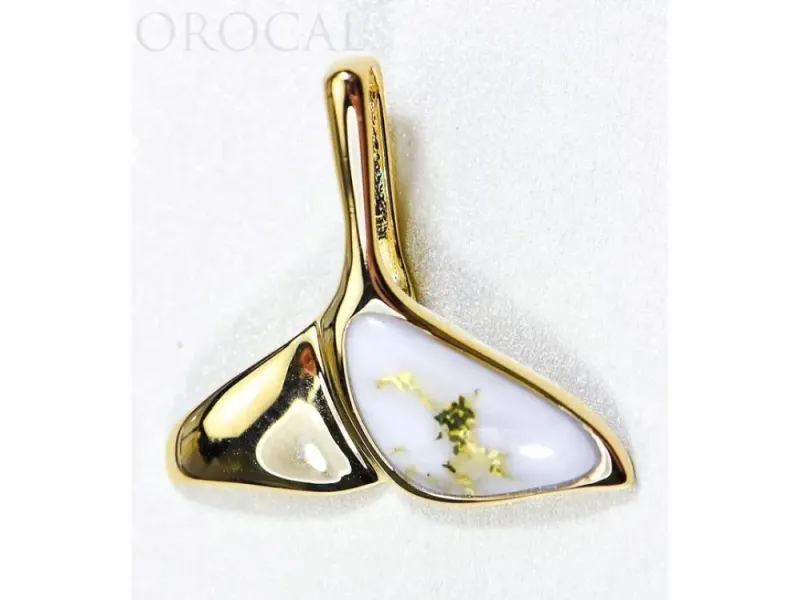 Orocal Gold Quartz Wide Half Whale Tail Pendant- PDLWT30QX