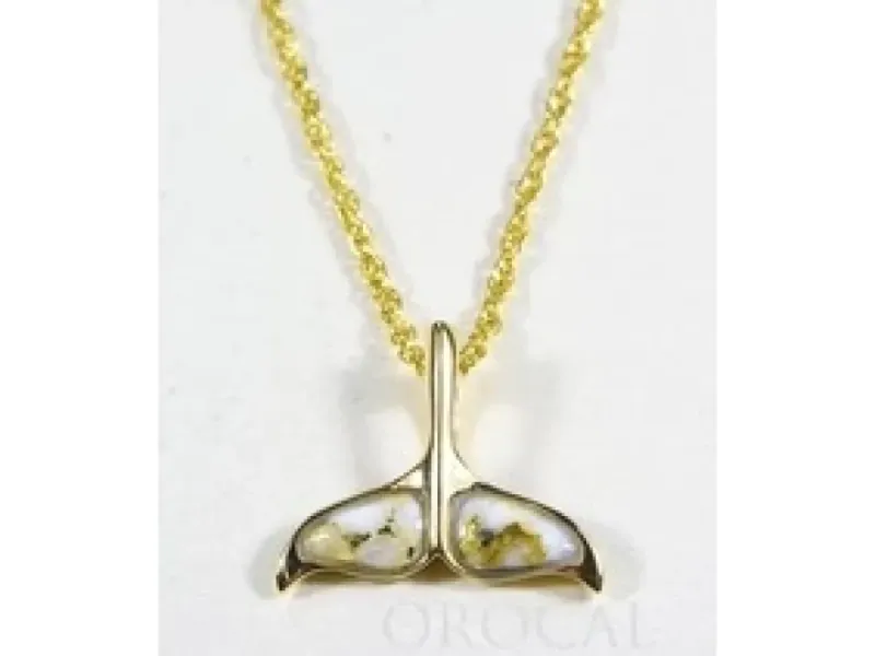 Orocal Gold Quartz Wide Whale Tail Pendant- PDLWT8HMQX