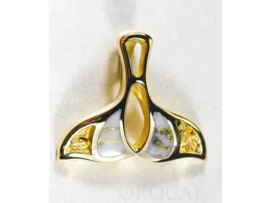 Orocal Gold Quartz And Gold Nugget Whale Tail Pendant- PWT21NQ