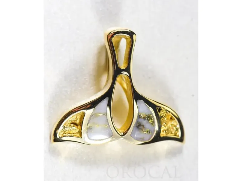 Orocal Gold Quartz And Gold Nugget Whale Tail Pendant- PWT21NQ