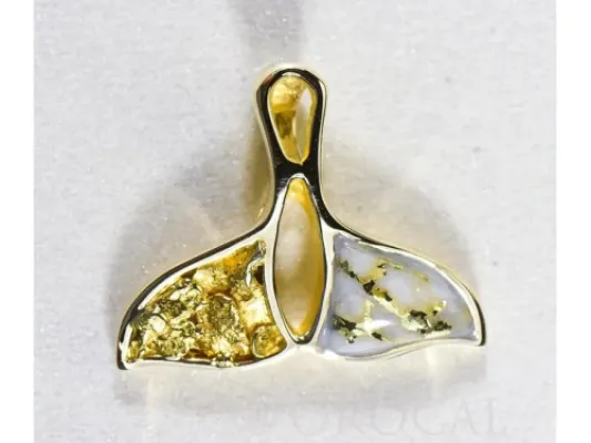 Orocal Gold Quartz And Gold Nugget Whale Tail Pendant- PWT26NQX