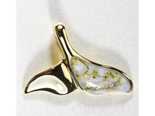 Orocal Gold Quartz Wide Half Whale Tail Pendant- PWT37QX