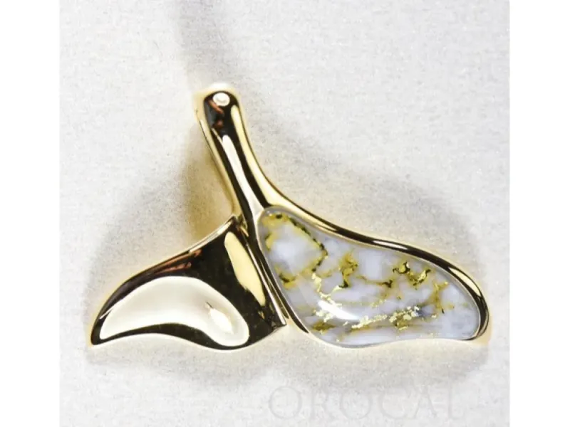 Orocal Gold Quartz Wide Half Whale Tail Pendant- PWT37QX