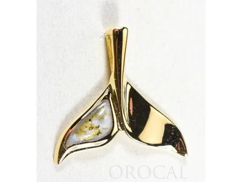 Orocal Gold Quartz Half Whale Tail Pendant- PWT43LQ