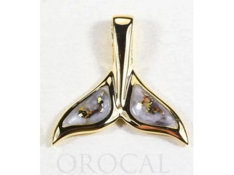 Orocal Gold Quartz Medium Whale Tail Pendant- PWT44LQ