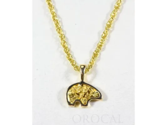 Orocal Gold Nugget Small Bear Pendant - PBR1SOLX