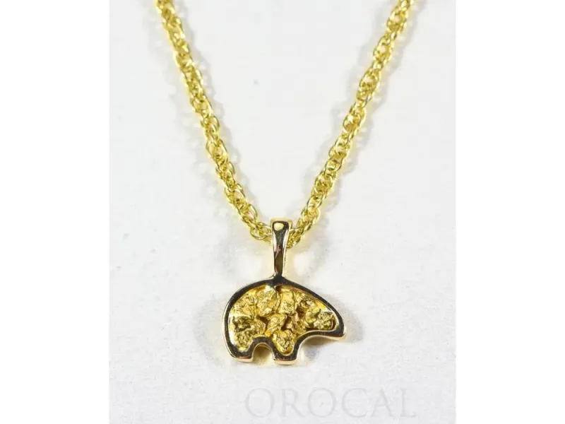Orocal Gold Nugget Small Bear Pendant - PBR1SOLX