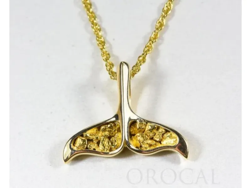 Orocal Gold Nugget Wide Full Whale Tail Pendant- PDLWT8LOL