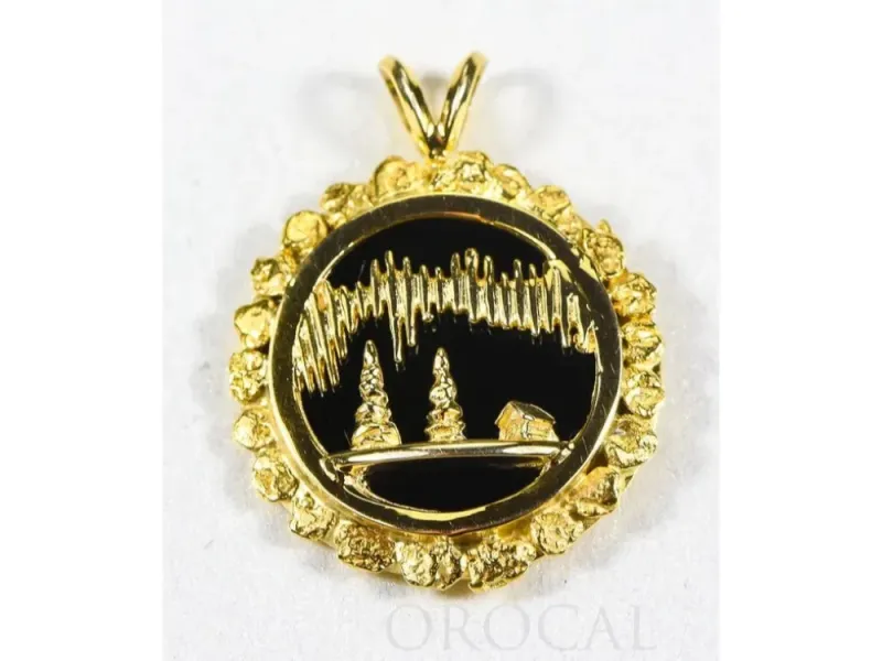 Orocal Gold Nugget Cabin And Trees Pendant - PAJ029NBJ