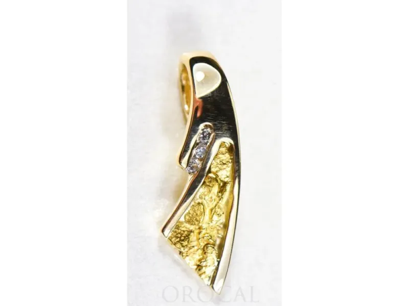 Orocal Gold Nugget Wedge Pendant With Diamonds - PDL129D045NX