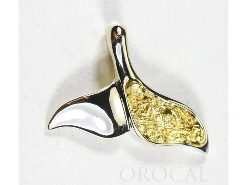 Orocal Gold Nugget Wide Half Whale Tail Pendant- PWT37NW