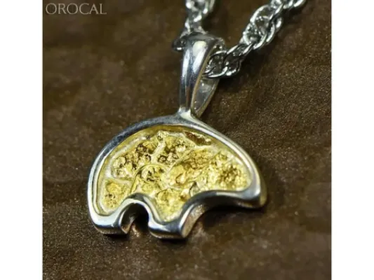 Orocal Gold Nugget Bear Pendant- PBR1SOLSS