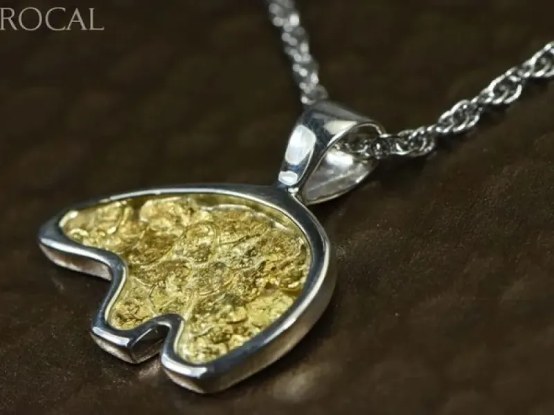 Orocal Gold Nugget Bear Pendant- PBR1XLNSS