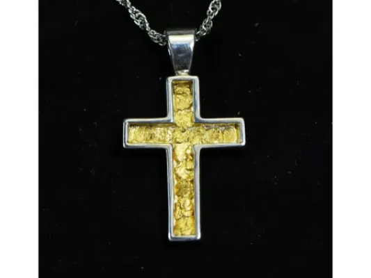 Orocal Gold Nugget Cross Pendant Sterling Silver- PCR21NSS