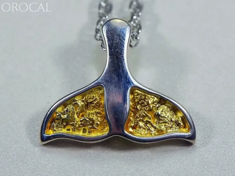 Orocal Gold Nugget Full Whale Tail Pendant - PWT32NSSX