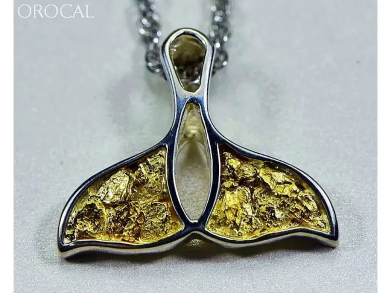 Orocal Gold Nugget Full Whale Tail Pendant - PWT26NSSX