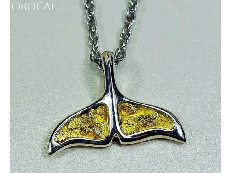 Orocal Gold Nugget Wide Whale Tail Pendant - PAJWT301NSS