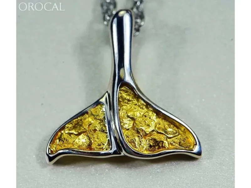 Orocal Gold Nugget Whale Tail Pendant - PDLWT113NSS