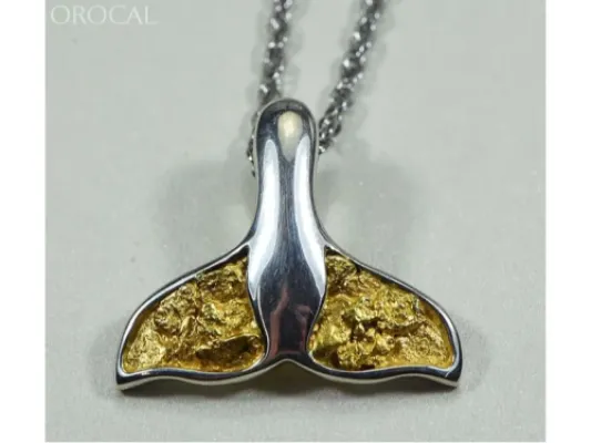 Orocal Gold Nugget Full Small Whale Tail Pendant - PWT34NSS