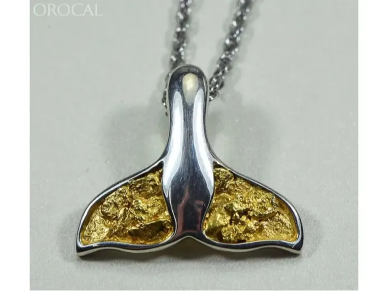 Orocal Gold Nugget Full Small Whale Tail Pendant - PWT34NSS