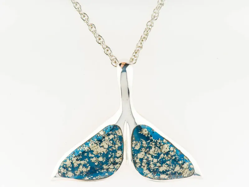 Star Of Alaska Large Covellite Double Fluke Whale Tail Pendant