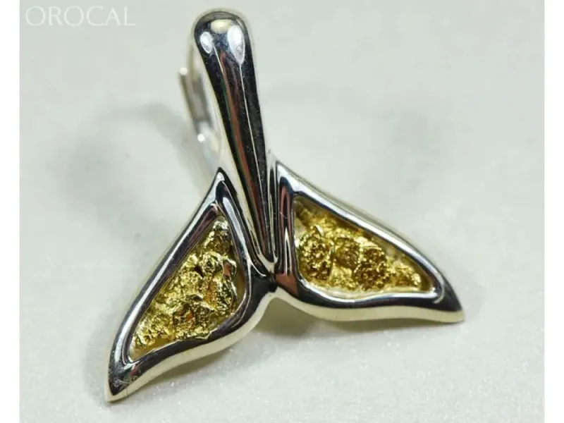 Orocal Gold Nugget Full Whale Tail Pendant - EWT44LNLB