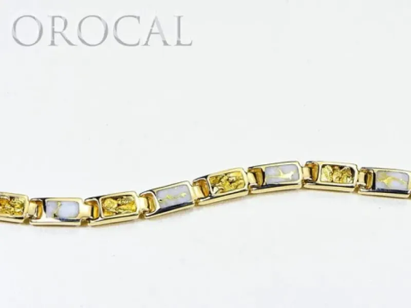 Orocal Gold Quartz With Alternating Gold Nugget Links Bracelet - B6MM7N7Q