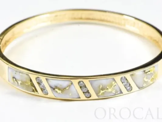 Orocal Gold Quartz Cuff With Channel Set Diamonds Bracelet - BBDL132D63Q