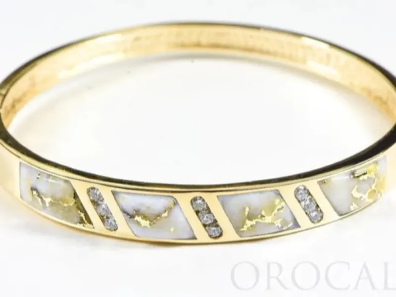 Orocal Gold Quartz Cuff With Channel Set Diamonds Bracelet - BBDL132D63Q